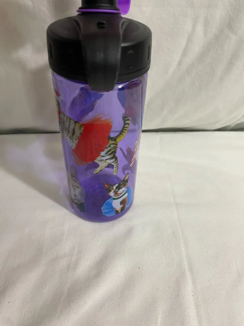 Cool Gear Purple Christmas Cats Kids Water Bottle Flip Top BPA Free 16 oz